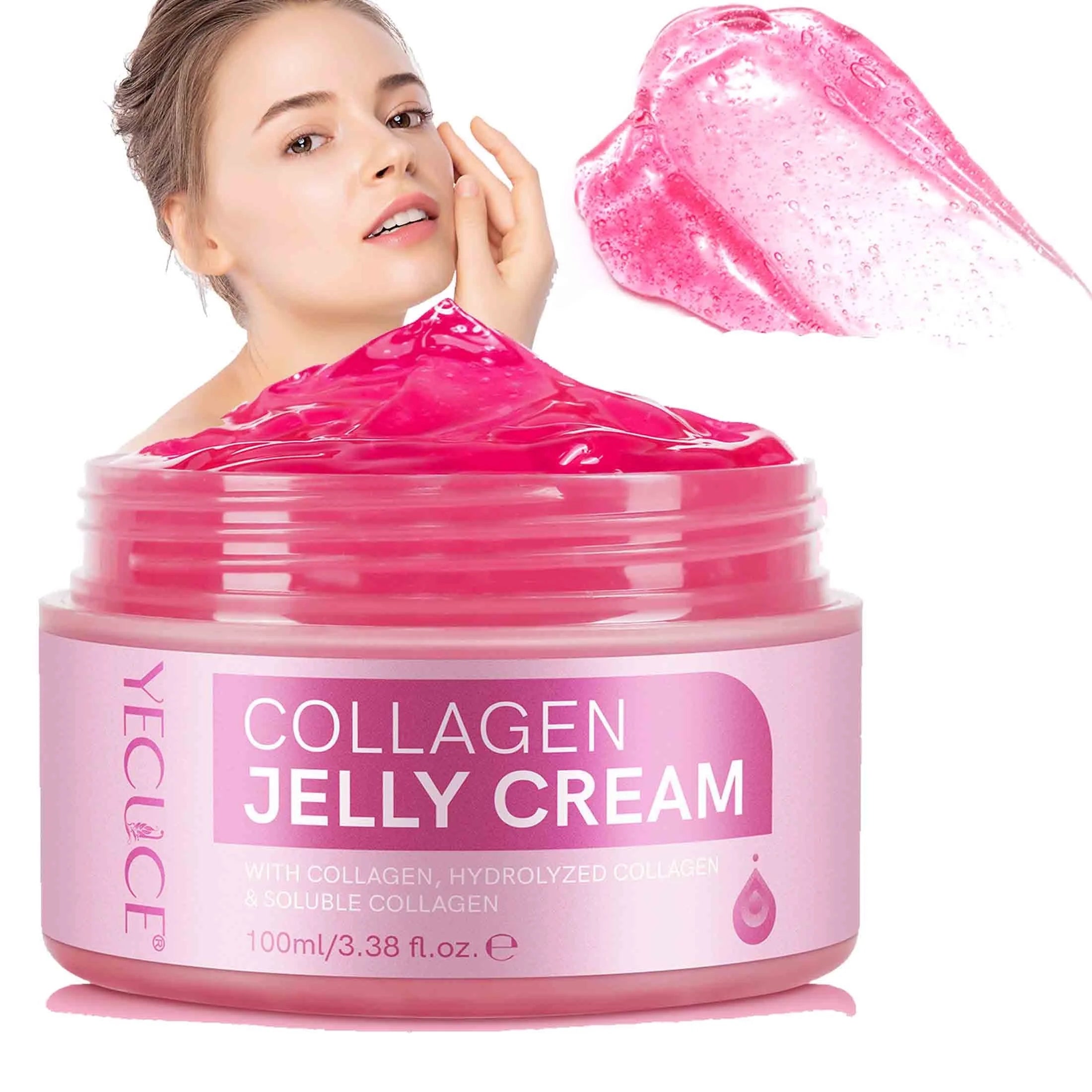 (2 Pack)  Collagen Jelly Cream, Deep Moisturizer, Anti-Aging Hydrator, Clean Skincare, Boosts Elasticity, Skin Rejuvenation, 3.38 Fl Oz
