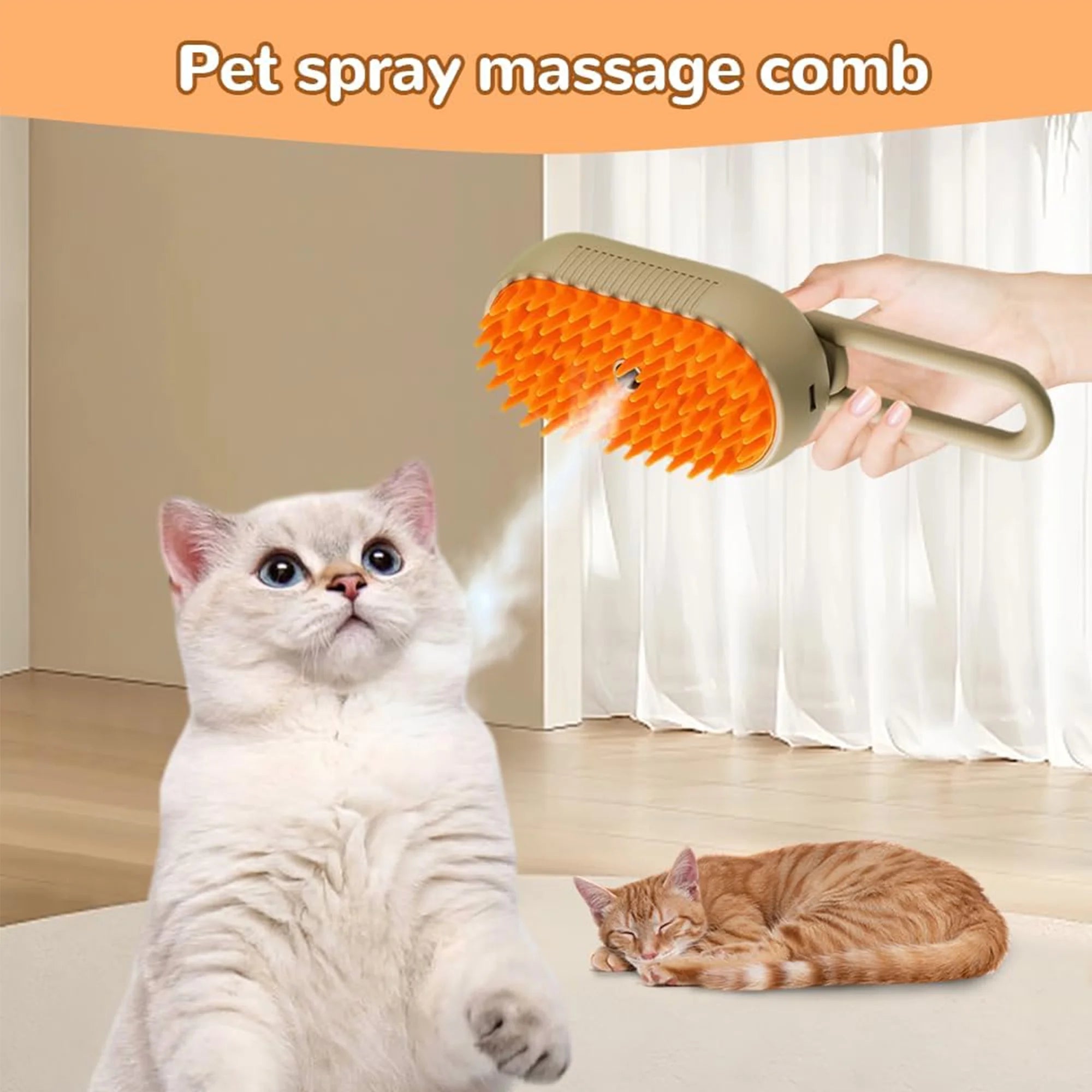 Arsvita Pet Steam Groomer Brush, Defur Comb for Cats Dogs, 3 in 1 Steam Cat Steam Brush for Sheddin Grooming, Massage, Cleaning, Multifunctional Hair Removal Comb for Cats Dogs