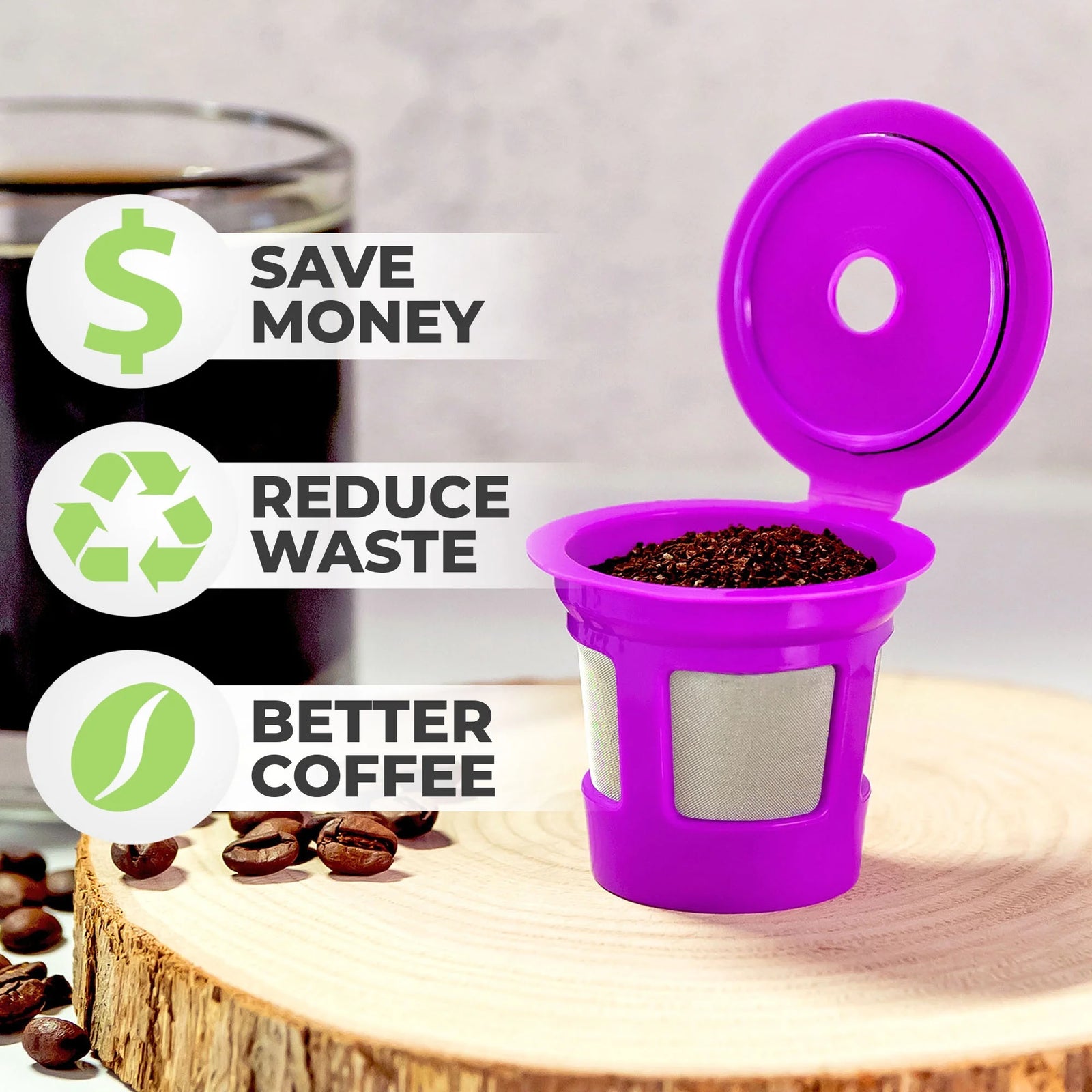 Cafe save Reusable K Cup Pod Coffee Filters - Refillable Coffee Pod Capsules For