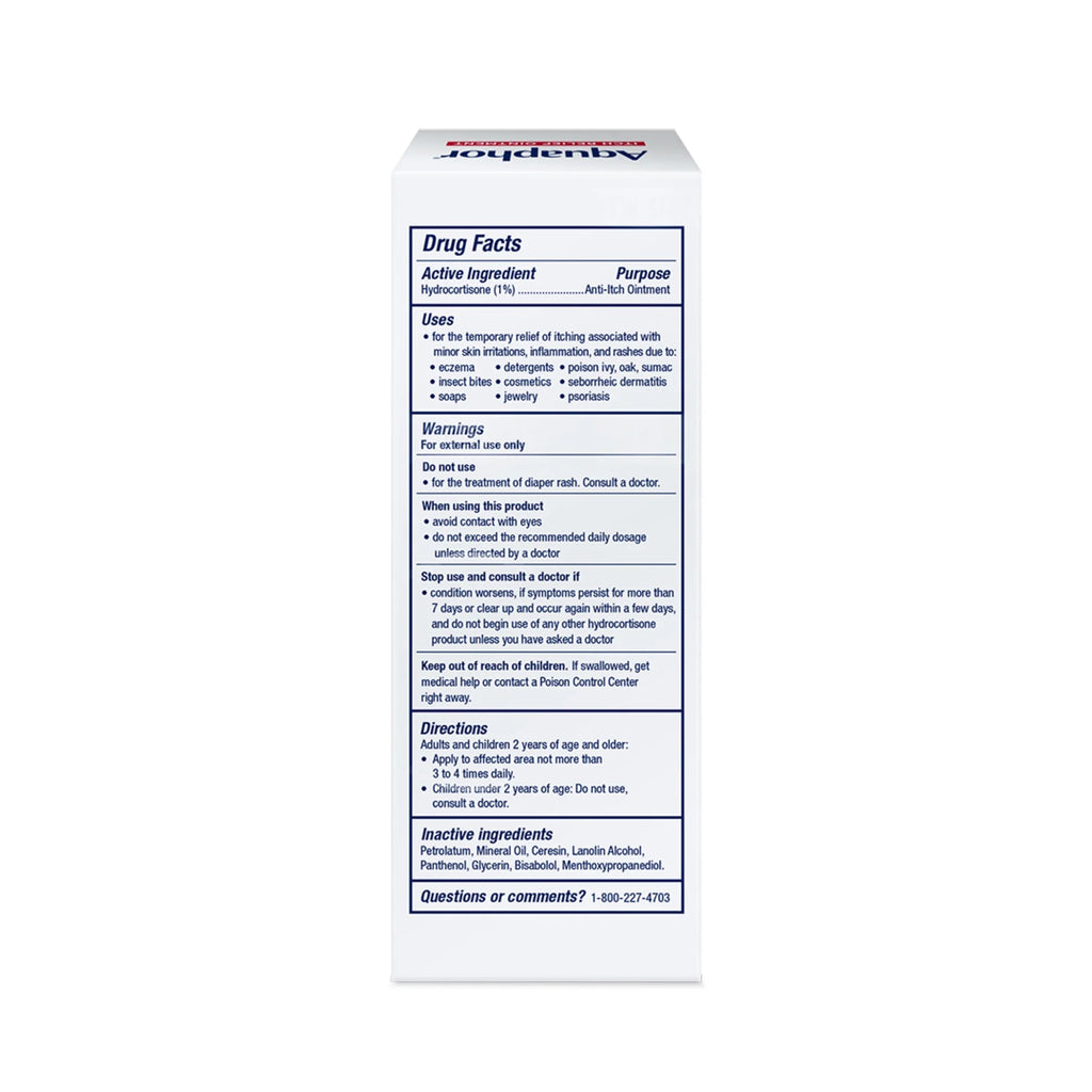 Aquaphor Itch Relief Ointment, 1% Hydrocortisone Anti-Itch Cream, Fast-Acting, 2 Oz