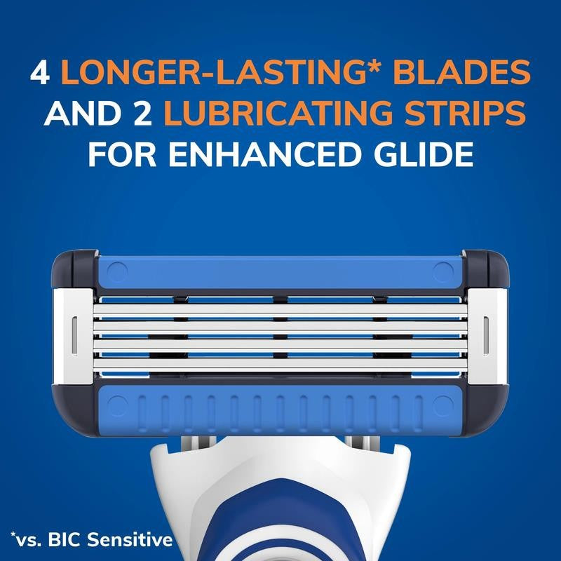 Easyrinse Anti-Clogging Men'S 4-Blade Refillable Manual Razors with 3 Cartridges