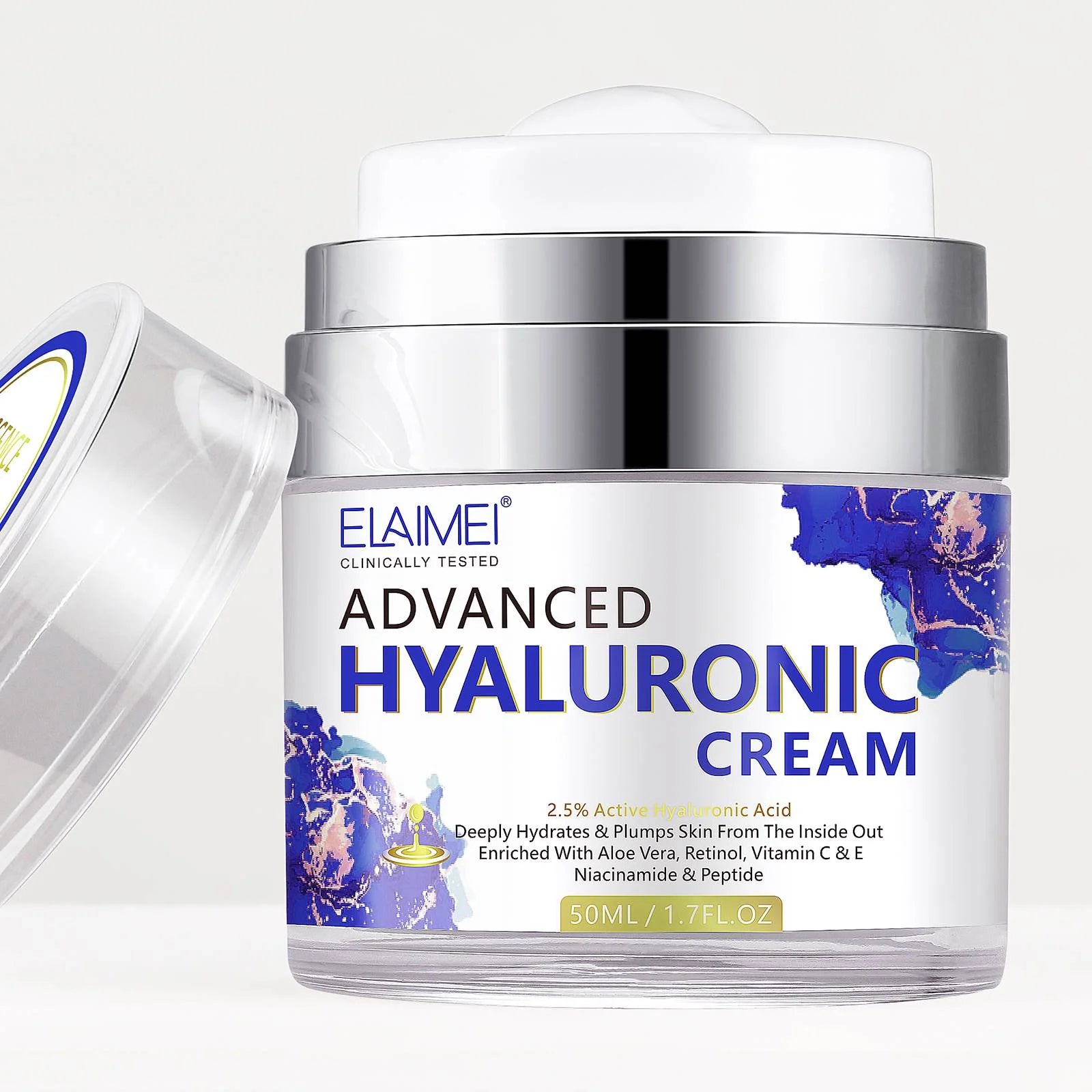 Advanced Hyaluronic Acid Face Moisturizer, Hyaluronic Acid Moisturizing Cream for Hydrating, Firming, Stretch Marks, Anti-Aging, Wrinkle Reducing, for All Skin Types, 1.7 Fl.Oz