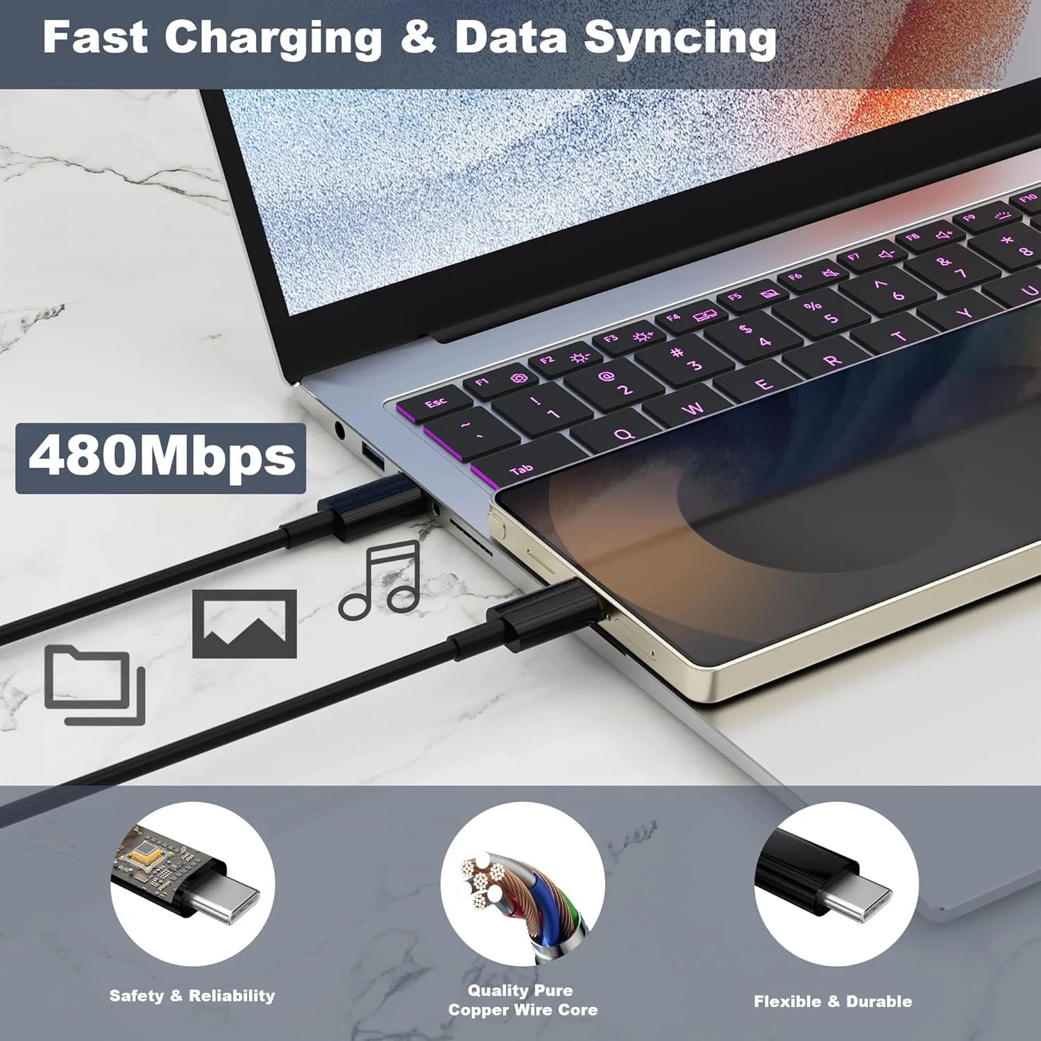 45W 2Pack Super Fast Charger USB C Dual Port Android Phone Charger Type C Fast Charging Block with 10FT Type-C Charger Cord for Samsung Galaxy S25/S25 Ultra/S25+/S24 Ultra/S24/S24+/S23/S22/S21/S20