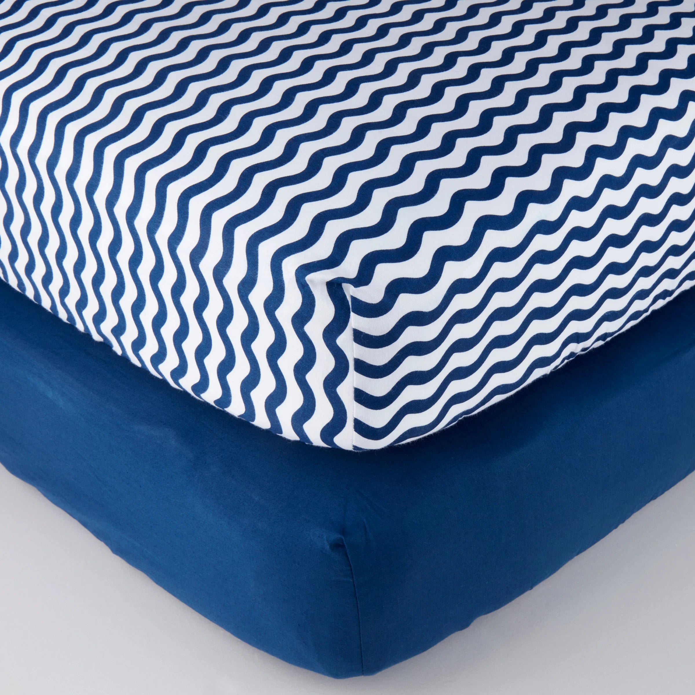 Parent'S Choice Cotton Fitted Crib Sheets, 2 Count, Navy Chevron