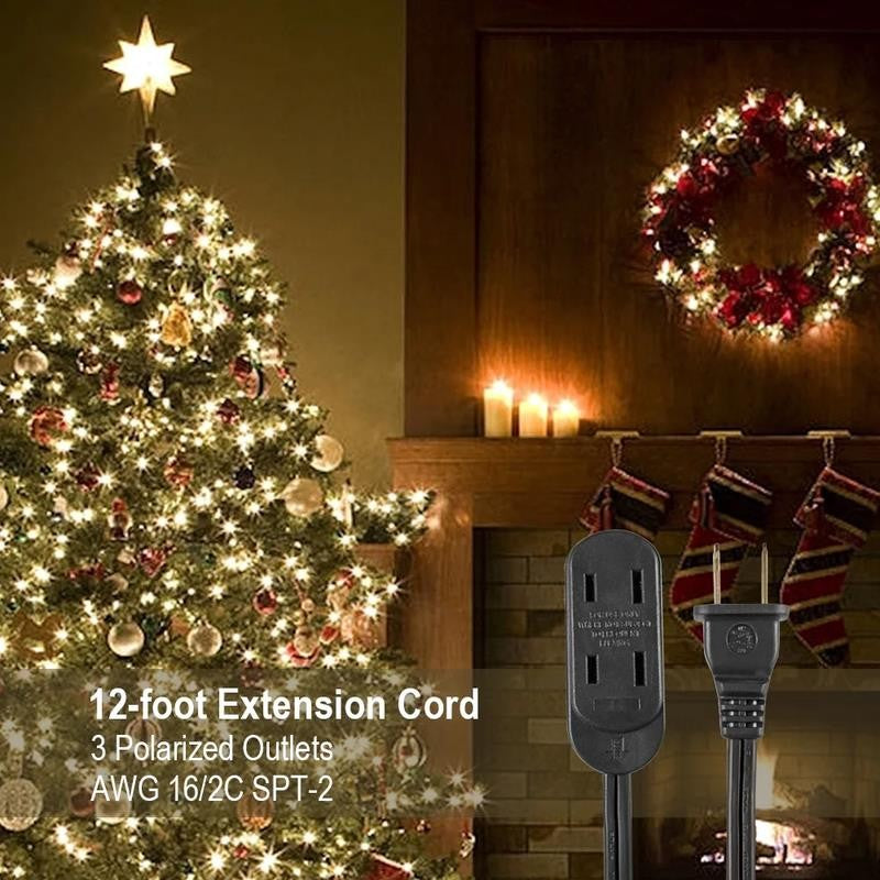 12FT 16AWG 2 Prong Black Indoor Household Extension Cord, 125V, 13A