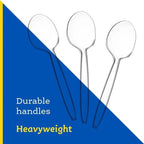 Clear Plastic Soup Spoons Heavy Duty Disposable Silverware, 100-Pack