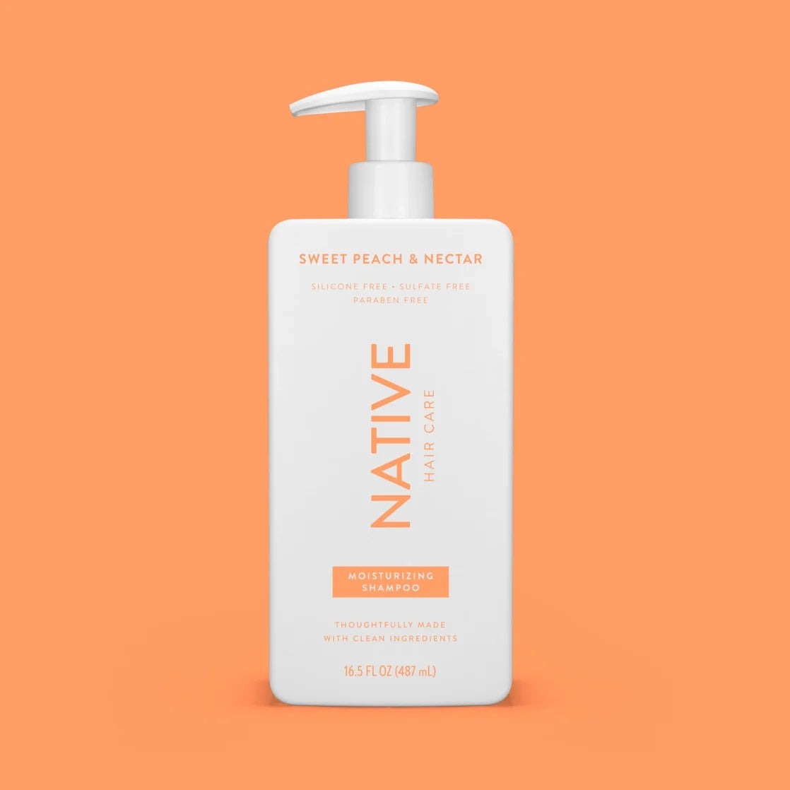 Native Moisturizing Shampoo, Sweet Peach & Nectar, Sulfate & Paraben Free, 16.5 Oz