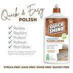 Quick Shine Hardwood Floor Luster, Pfas-Free Formula Floor Polish with Plant-Derived Carnauba 27Oz