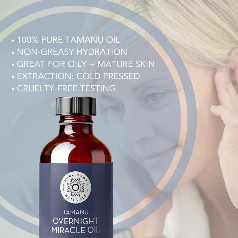 Cold Pressed Tamanu Oil, 4 Fl Oz - Calms Irritated Skin - Moisturises Dry Scaly
