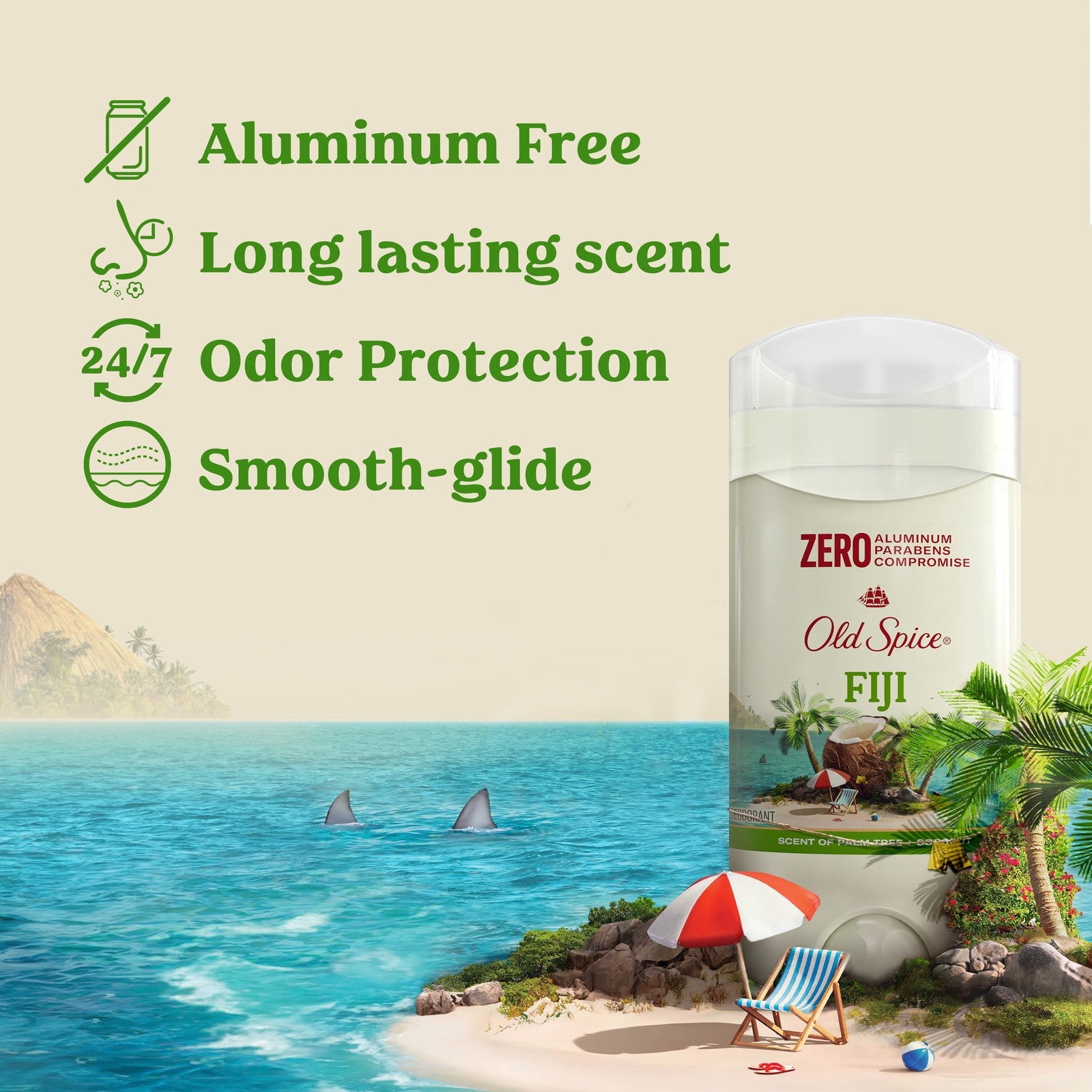 Deodorant for Men, Aluminum Free, Invisible Solid Deodorant Stick, Fiji, 3 Oz
