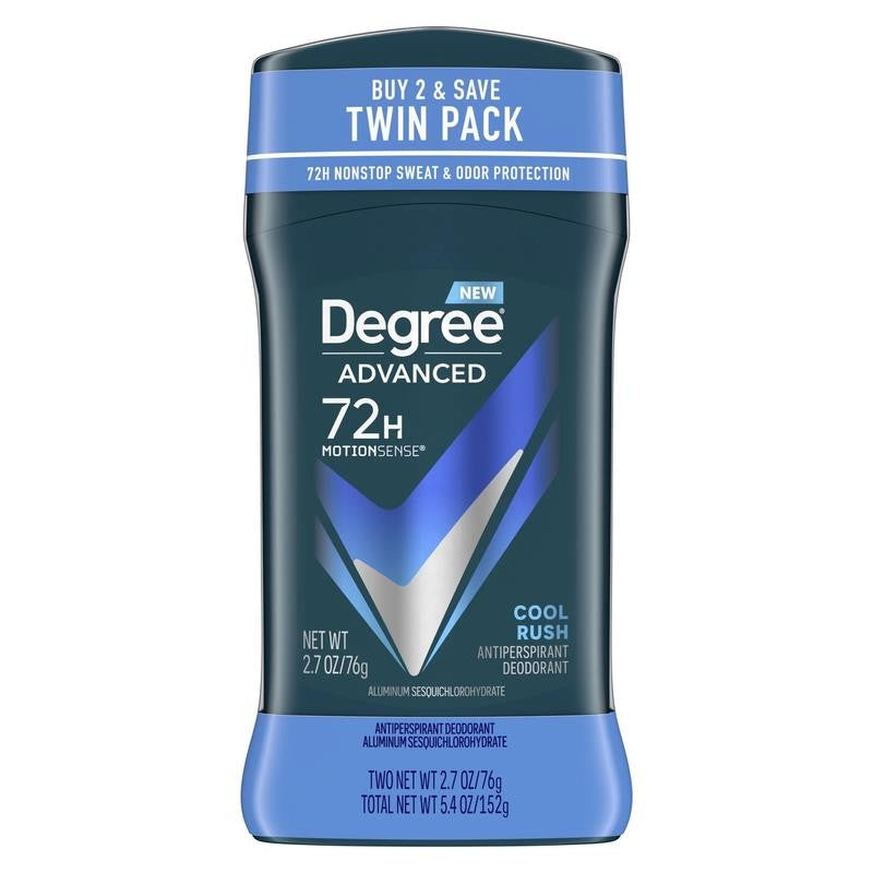 Advanced Long Lasting Antiperspirant Deodorant Stick Twin Pack, Cool Rush, 2.7 O