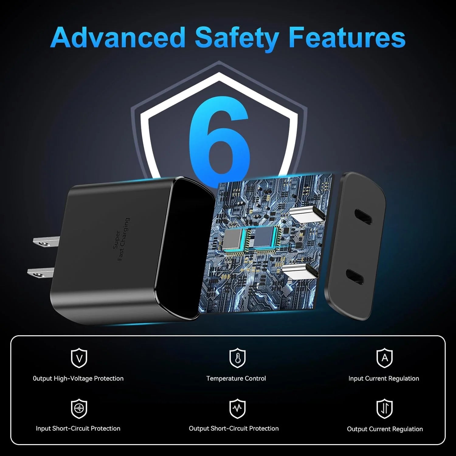 45W Super Fast Charger Type C,Dual Port PD3.0 USB C Android Phone Charger Fast Charging Block with 2*6FT Cord Compatible with Samsung Galaxy S25+ Plus/S24+/S23/S22 Ultra,Iphone 16/15