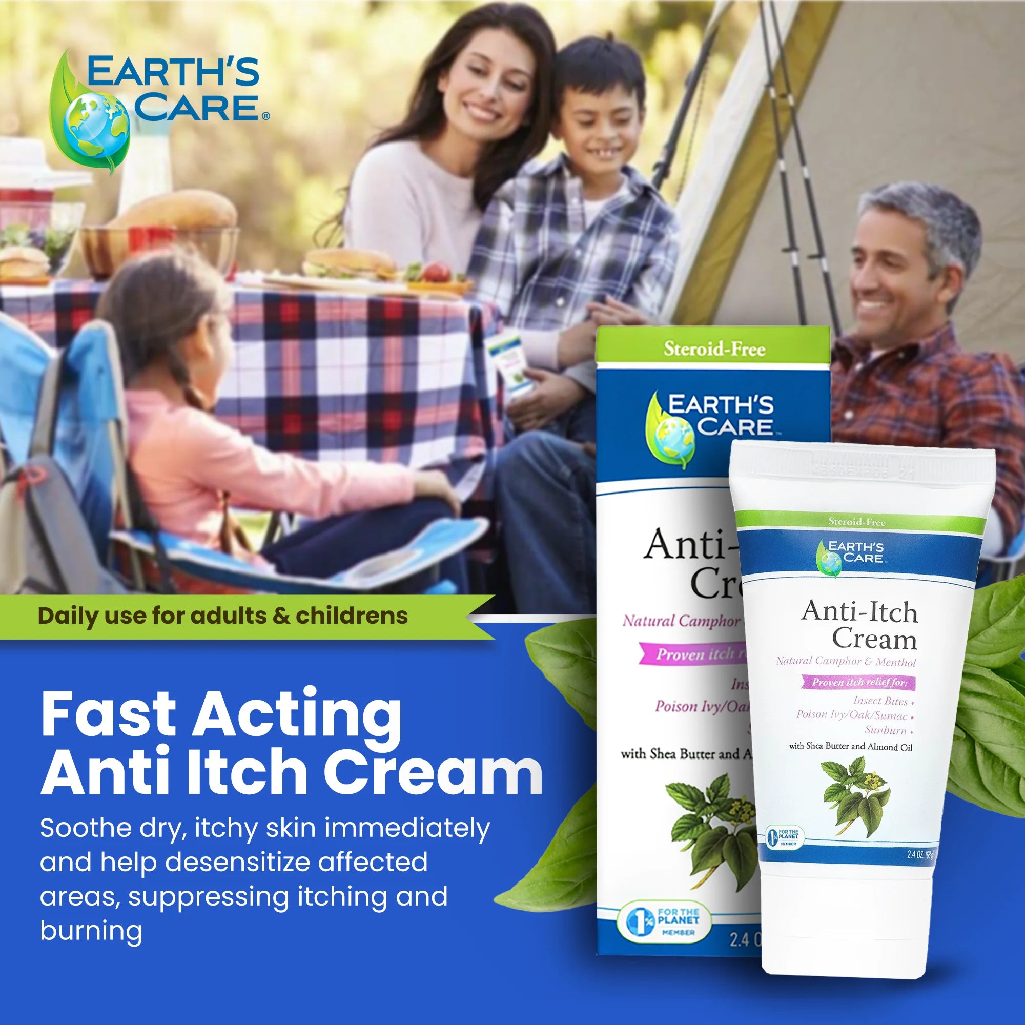 Earth’S Care Anti-Itch Cream for Itchy Skin with Shea Butter and Almond Oil 2.4 Oz