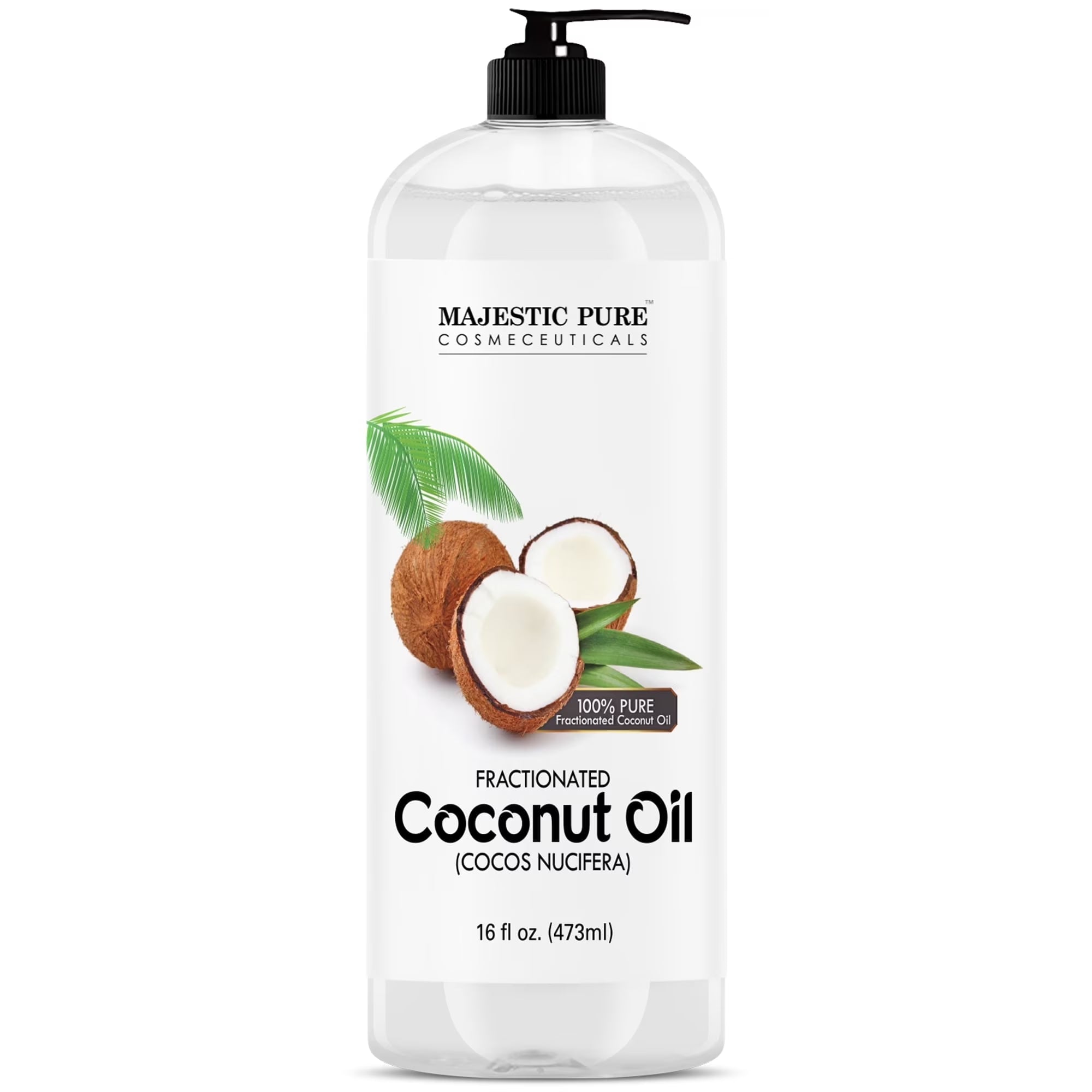 Majestic Pure Fractionated Coconut Oil - Relaxing Massage Oil, Liquid Carrier Oil for Diluting Essential Oils - Skin, Lip, Body & Hair Oil Moisturizer & Softener - 16 Fl Oz