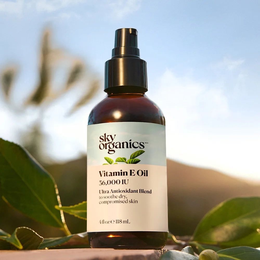 Sky Organics Vitamin E Oil for Soothing Dry, Compromised Skin, 4 Fl Oz