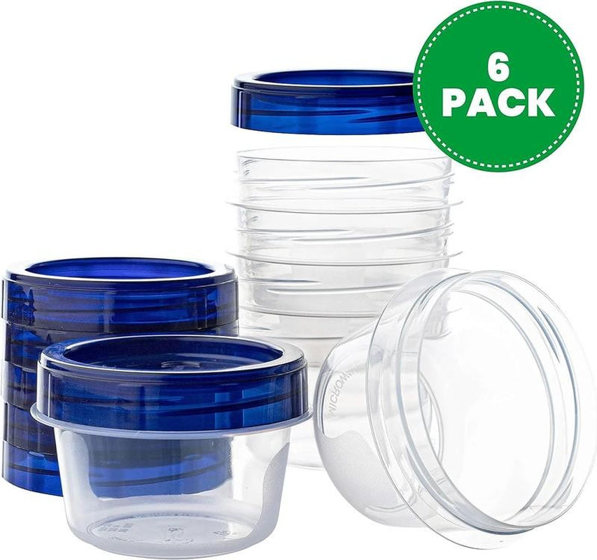 Blue Plastic Bpa-Free Food Storage Containers (6 Count)