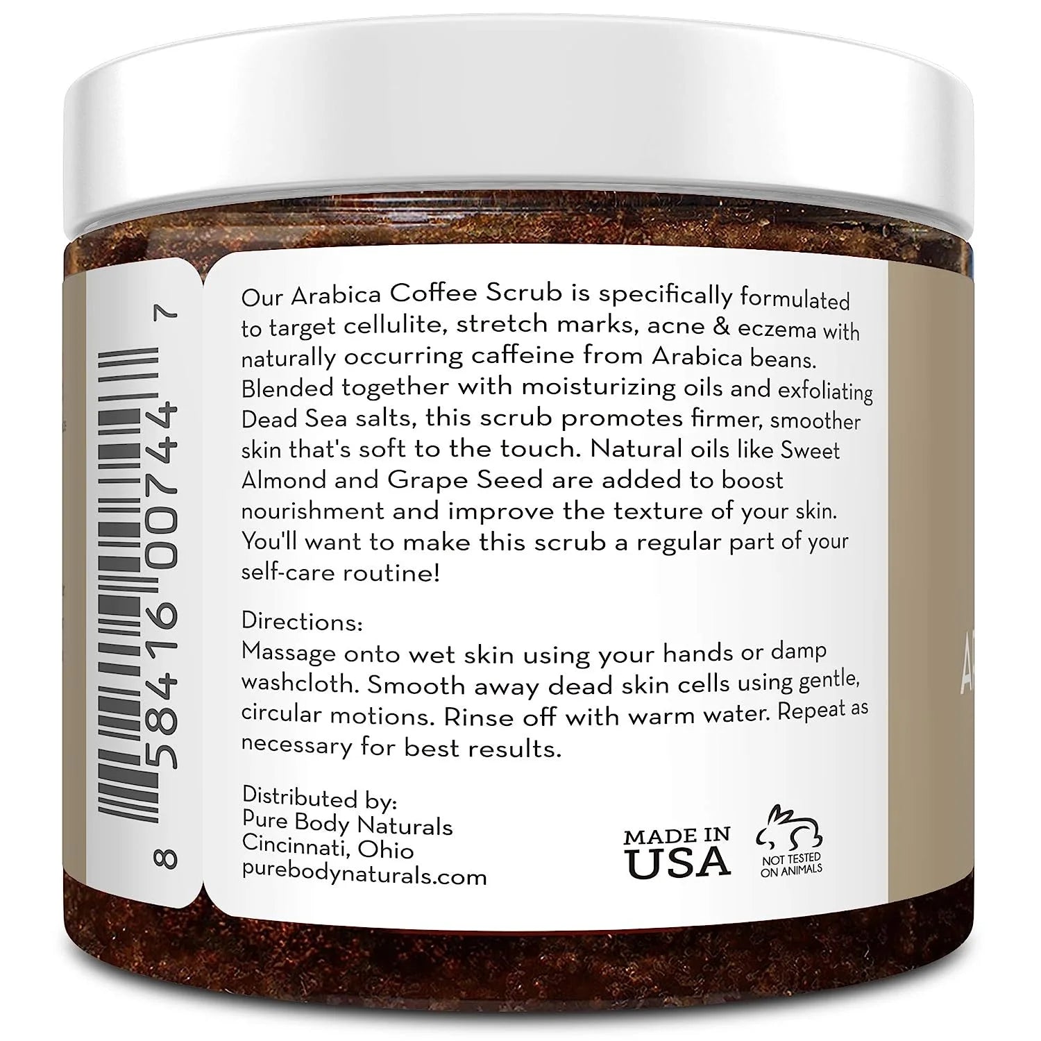 Arabica Coffee Body Scrub Exfoliator for Cellulite and Stretch Marks - by , 12 Oz