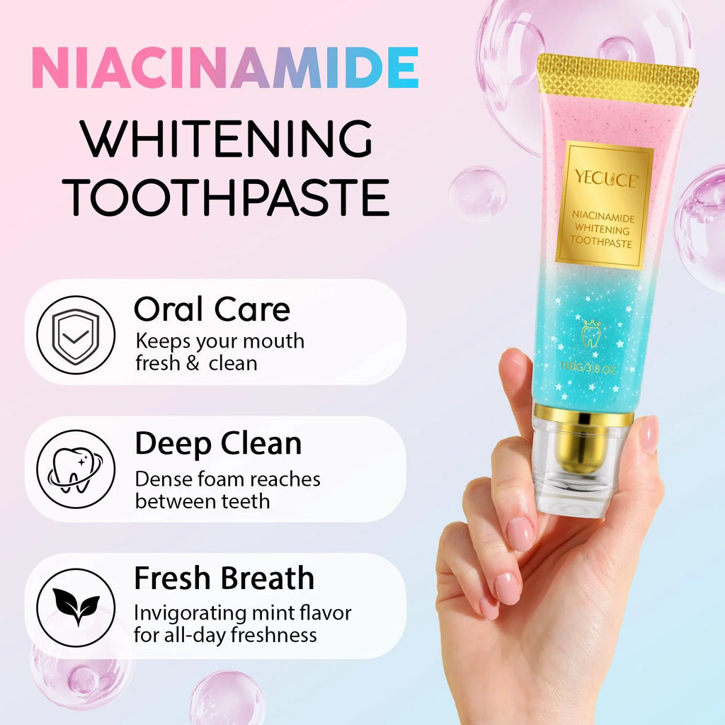 3-Pack Teeth Whitening Toothpaste with Niacinamide, Fresh Breath Toothpastes, Remove Tooth Stains, Enamel Safe