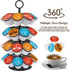 Coffee Pod Carousel Holder Organizer Compatible with 36 Cup Pods，K Cup Holder(Bl