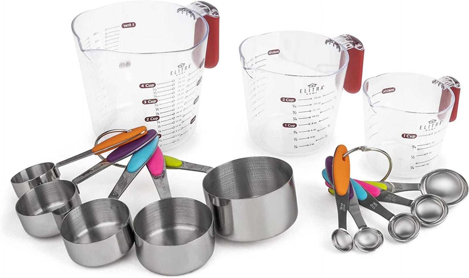 13 Pieces Measuring Cups and Spoons Set, Includes 10 Stainless Steel Measuring S