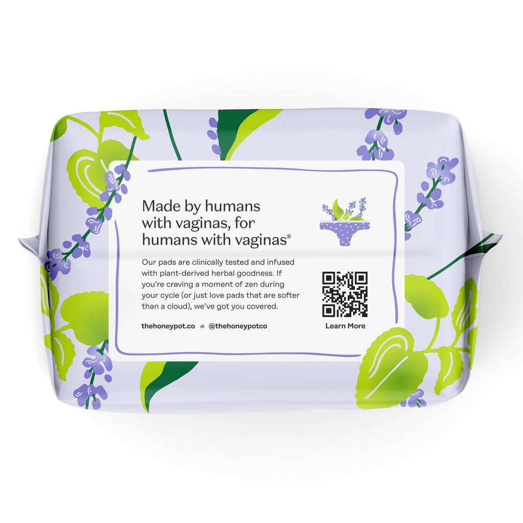 100% Organic Cotton Cover Calming Herbal Infusion Regular Pads, 20 Count