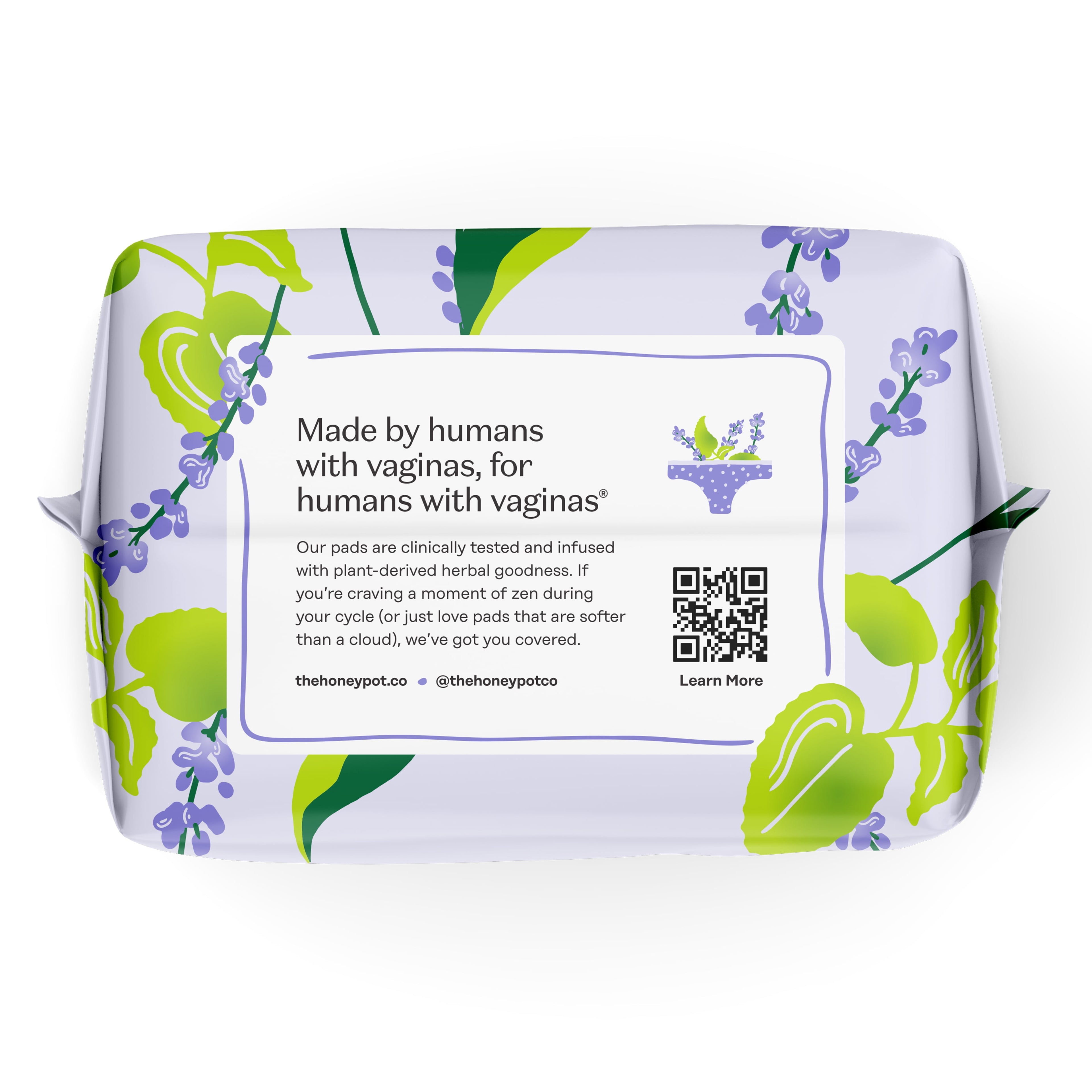 100% Organic Cotton Cover Calming Herbal Infusion Regular Pads, 20 Count