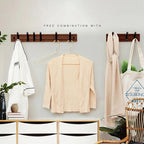Coat Rack Wall Mount with Movable 5 Metal Hooks, Wooden Coat Rack Farmhouse Coat