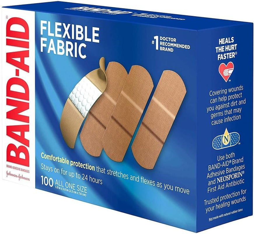 Flexible Fabric Bandages, 1 Inch, 100 Ea