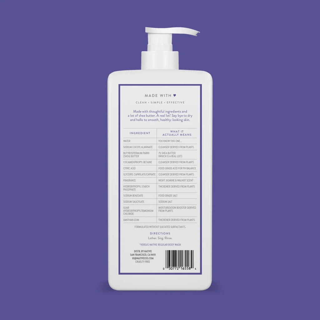NATIVE Night Jasmine & Walnut Moisturizing Body Wash 18Oz