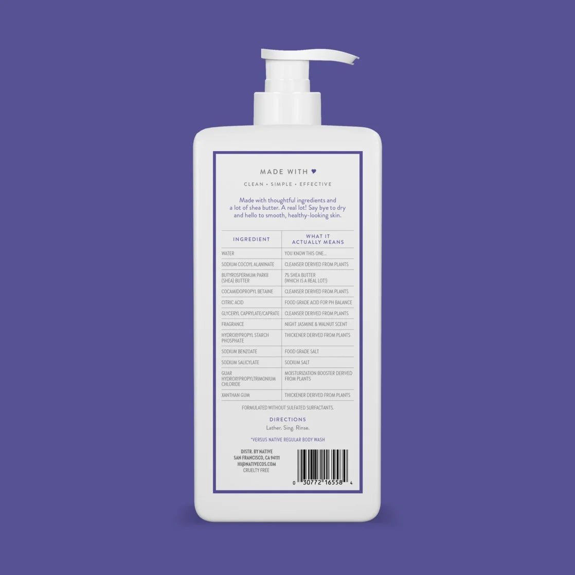 NATIVE Night Jasmine & Walnut Moisturizing Body Wash 18Oz