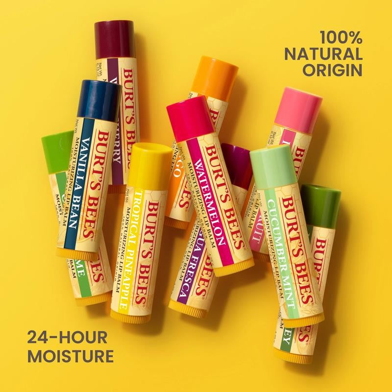 100% Natural Origin Moisturizing Lip Balm with Beeswax, Variety Pack, 4 Tubes
