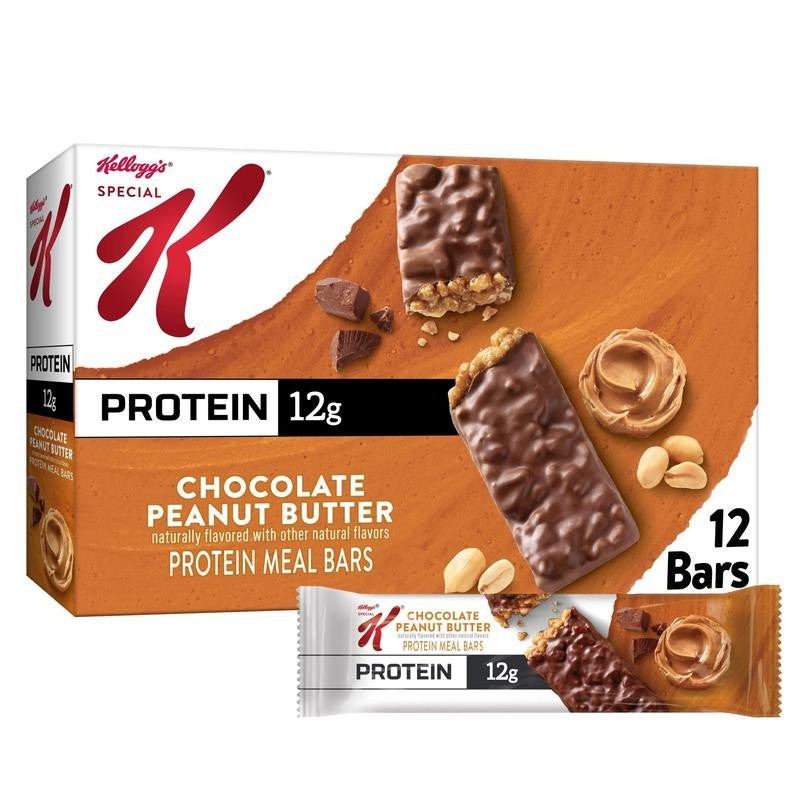 Chocolate Peanut Butter Chewy Protein Meal Bars, 12G Protein Snacks, 19 Oz, 12 C
