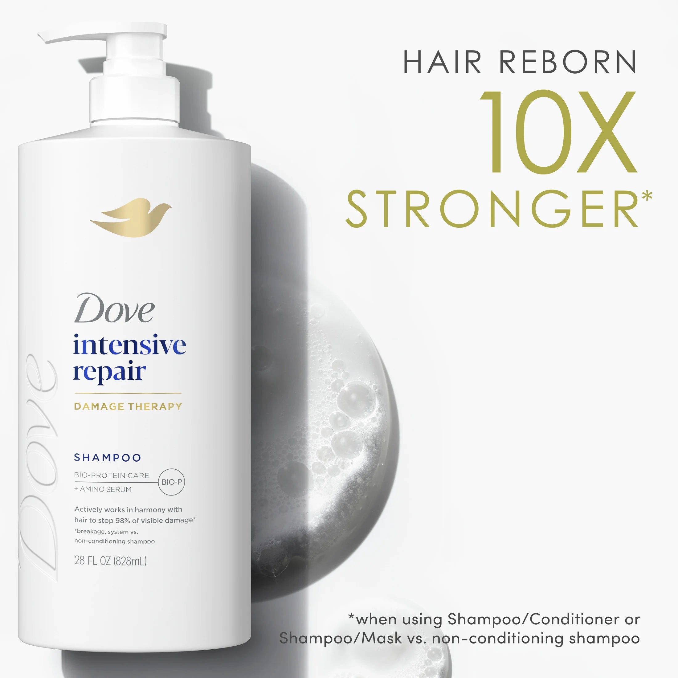 Dove Shampoo for Women Intensive Repair with Bio-Protein Care Technology and Amino Serum, 28 Oz