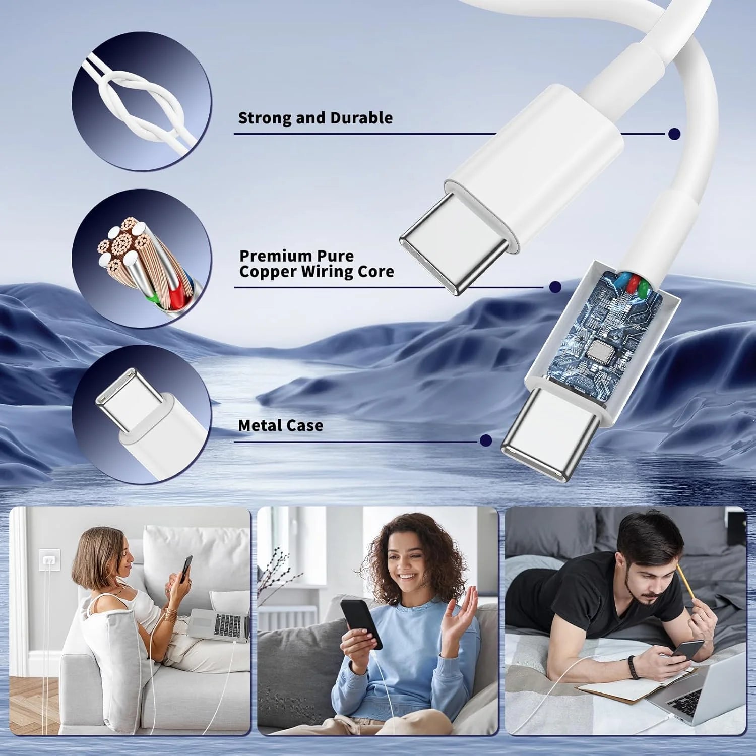 45W Super Fast Samsung Charger Type C,Dual Port USB C Fast Charger Block [3-Pack] & Extra Long 60W 6/10/10FT USB C Cable - PD Quick Charging 3.0 for Samsung Galaxy S25 Ultra/S24+/S23,Foriphone 17