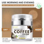 Advanced Coffee Cream for Face, anti Aging Moisturizer for Reducing Wrinkles, Firm, Tighten, Even Skin Tone, Day & Night Cream for Women and Men, 1.7 Fl.Oz