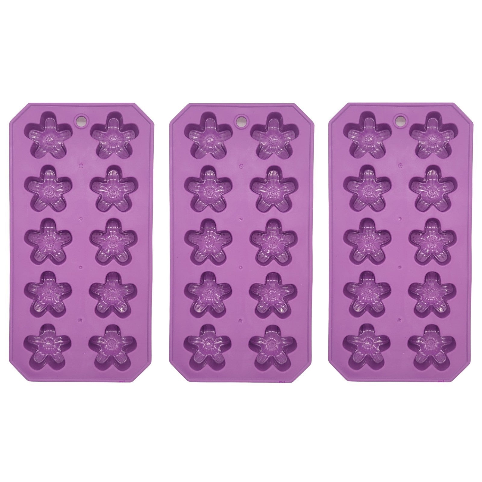 Flexible Thermoplastic 10-Cube Ice Cube Tray - Fun Flower Shapes 3 Pack