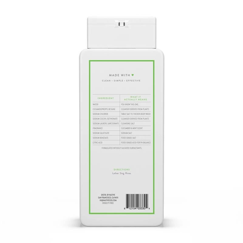 Body Wash, Sulfate Free, Paraben Free, Cucumber & Mint, for Women and Men, 18 Oz