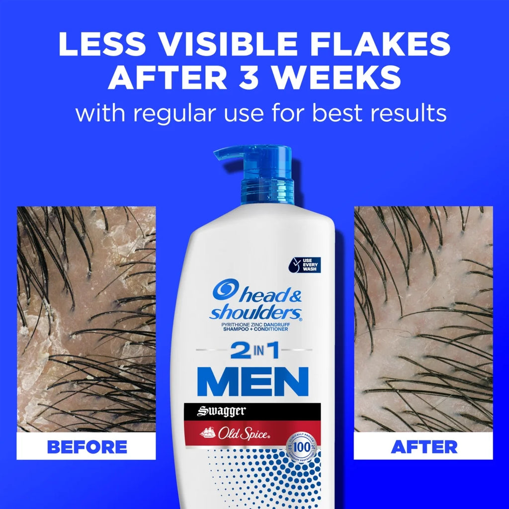 Head and Shoulders Men 2 in 1 Dandruff Shampoo and Conditioner, Old Spice Swagger, 28.2 Fl Oz