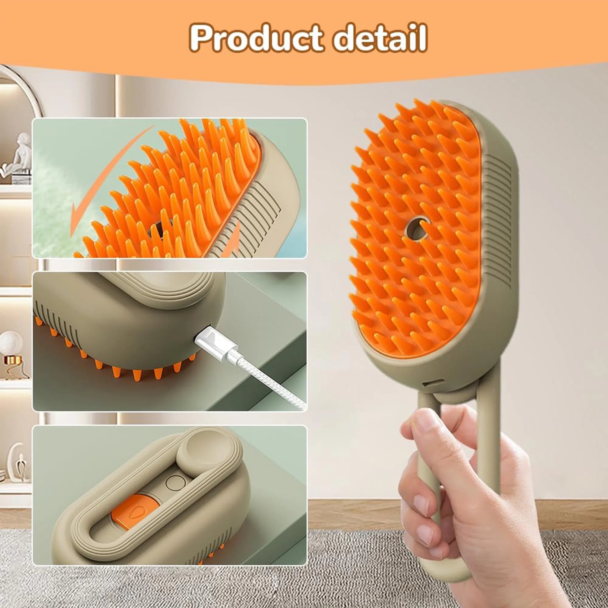 Arsvita Pet Steam Groomer Brush, Defur Comb for Cats Dogs, 3 in 1 Steam Cat Steam Brush for Sheddin Grooming, Massage, Cleaning, Multifunctional Hair Removal Comb for Cats Dogs